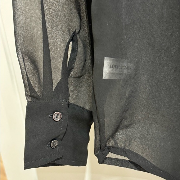 sheer black button down top / bathing suit cover up - Picture 2 of 5